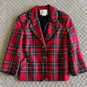 Sara Berman Red Plaid Blazer Size XS